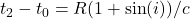 t_2 - t_0 = R(1+\sin(i)) / c