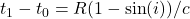 t_1 - t_0 = R(1-\sin(i)) / c